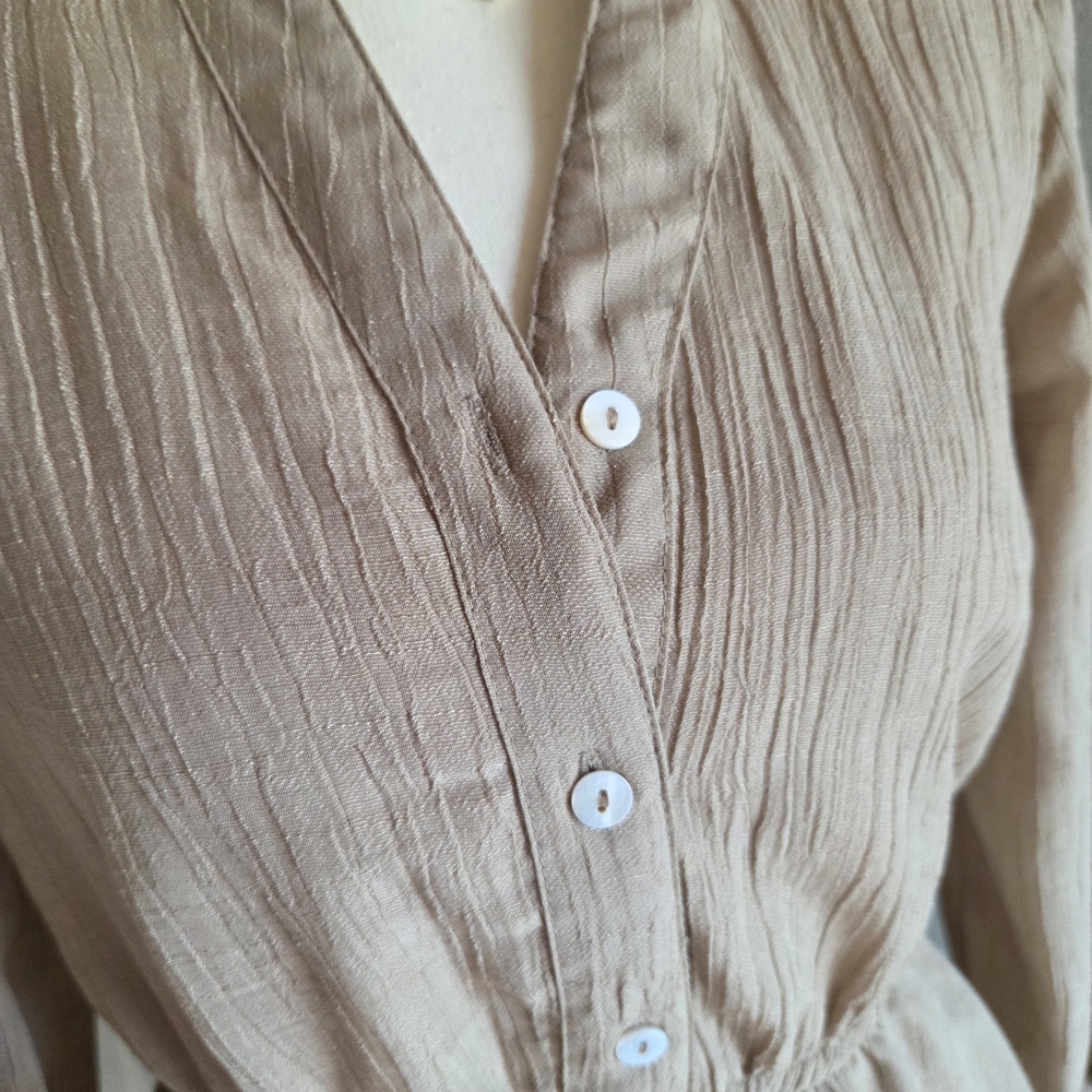 Blush Tan Button-Up Dress - Picture 3 of 4